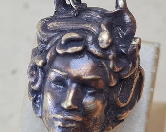 Gorgon Medusa Bronze Ring Römischer Ring Handarbeit Siegelring Vintage selten antik