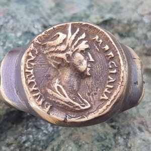 Vlpia Marciana /111-114A.D./ sister of Trajanus bronze roman Ring Handmade Signet Vintage rare ancient