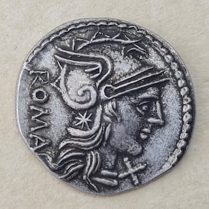 Denarius Coin AR C.Caecilius Metellus Caprarius  Roman Coin  / 125 B.C./ Antique Style Handmade Silver Antique Look Hand minted