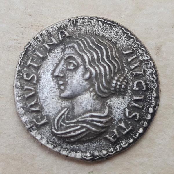 Denarius Coin AR Faustina Junior,Annia Galeria /145-175 A.D/ Silver Hand minted