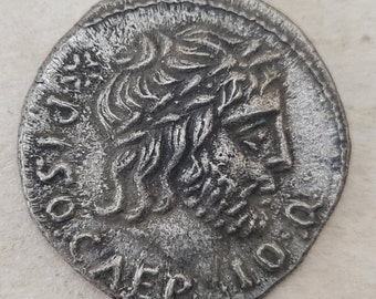 Denarius Coin AR  LUCIUS CALPURNIUS Piso Caesonius  Roman Coin  / 100 B.C./ Antique Style Handmade Silver Antique Look Hand minted