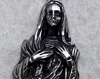 Icon of the Virgin Mary Ancient Bronze Pendant Vintage-Antique ROMAN RARE Handmade Silver 925