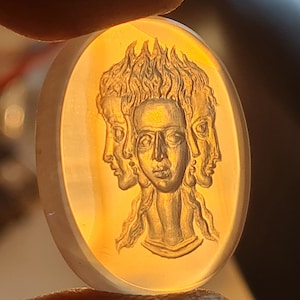 Intaglio natural mountain crystal hand carved stone handmade,engraving unique seal stone