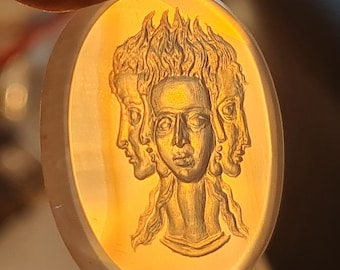 Intaglio natural mountain crystal hand carved stone handmade,engraving unique seal stone