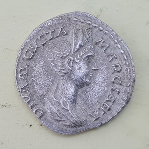 Ulpia Marciana sister of IMP. Trajanus Roman Coin  / 111-114 A.D./ Antique Style Handmade Silver Antique Look Hand minted