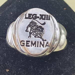 Anel Spqr - Prata Antiga 925 Legio Xiii Gemina-Vintage-Antigo ROMANO RARO Feito à Mão