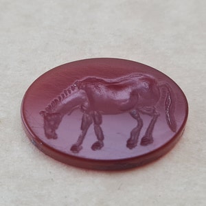 Intaglio natural carnelian , Horse , hand carved stone handmade,engraving unique seal