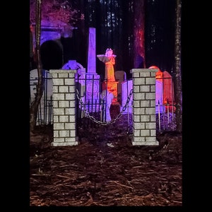 Evil Soul Studios Plain Brick Cemetery Entrance Columns Set Halloween Prop Graveyard Decoration