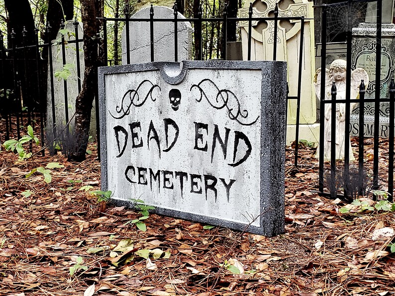 Evil Soul Studios Dead End Cemetery Entrance Sign Halloween Etsy