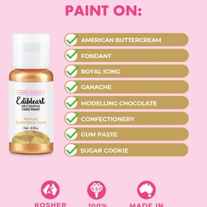 FAST SHIPPING Metallic Edible Art Paint by Sweet Sticks AU zdjęcie 2