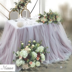 Chiffon- und Tüll-Rock, Pooling Tüll und Chiffon, zweifarbiger Tischrock, extra langer, schwebender Tüll-Tischrock