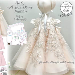 Partykleid Schnittmuster , Taufkleid Schnittmuster ,Baby Kleid PDF Muster, Erster Geburtstag Schnittmuster , Geburtstagskleid Schnittmuster