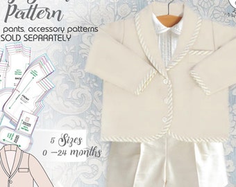 Baby Boy Christening Jacket | Wedding Jacket Pattern | Toddler Boy Jacket | Shawl Collar Jacket Pattern | Infant Christening Jacket