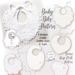 5 Baby Bibs Patterns, Christening Bibs, Baptism Toddler Bib Pattern, Burp Cloth PDF Sewing Pattern, Bibs  PATTERN, Bib PDF Sewing Pattern