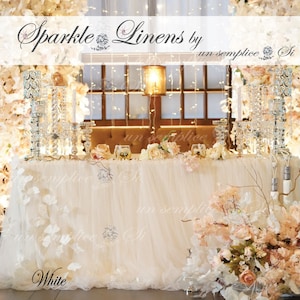 TULLE AND CHIFFON  Table Skirt, PoOLING ExTRA LoNG  Tulle and Chiffon Table Skirt ,White and Ivory Table Skirt