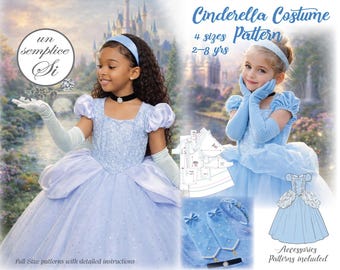 Cinderella-Inspired Princess Dress Sewing Pattern : Costume Pattern PDF Download (Sizes 2-8)