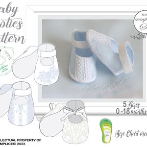 Baby Booties Pattern, Christening Shoes, High Cut Bootie Pattern, PDF Sewing Pattern, Booties PATTERN, Baby Shoes 5 Sizes PDF Sewing Pattern