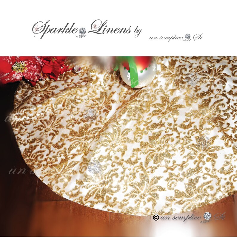 Glitter Tree Skirt Gold Tree Skirt glitter Tulle Christmas Etsy UK