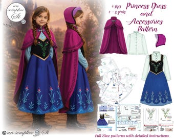 Anna-Inspired Princess Dress Sewing Pattern: Frozen Costume Pattern PDF Download (Sizes 2-8)