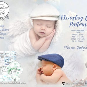 Flat Cap Pattern,Baby Newsboy Cap Pattern, Baptism  Boys Hat and Bow Tie Pattern, Baby Cap Pattern, Gatsby Cap ,Baby Hat PDF Sewing Pattern