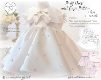 Party Dress Pattern , Christening Dress Pattern ,Baby Dress PDF  Pattern, First Birthday Dress Pattern , Birthday Party Dress Sewing Pattern