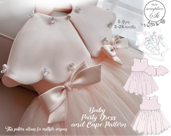 Party Dress Pattern , Christening Dress Pattern ,Baby Dress PDF  Pattern, First Birthday Dress Pattern , Birthday Party Dress Sewing Pattern