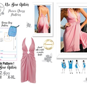 Multiway Beach Cover Up PATTERN, Infinity Beach Dress Pattern ,Pareo Pattern , NO Sew Beach Cover Pattern, PDF Pattern