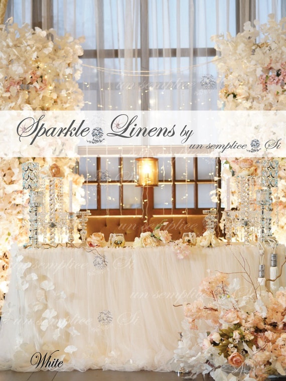 TULLE AND CHIFFON Table Skirt Pooling Extra Long Tulle and