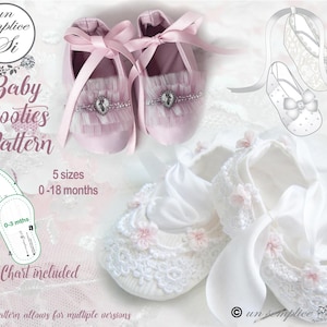 Baby Booties Pattern, Baby Ballet Slipper , Christening Shoes, Baptism Shoes Pattern, PDF Sewing Pattern,  Baby Shoes Pattern