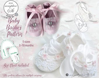 Baby Booties Pattern, Baby Ballet Slipper , Christening Shoes, Baptism Shoes Pattern, PDF Sewing Pattern,  Baby Shoes Pattern