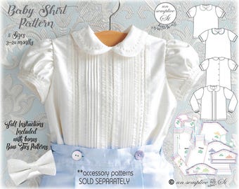 Baby Boy Christening Shirt | Wedding Shirt Pattern | Toddler Boy Shirt | Baby Shirt Pattern | Infant Christening Shirt