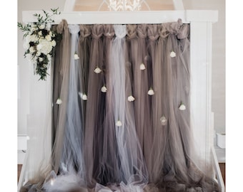 TULLE BACKDROP, Tulle Curtain Backdrop, Tulle Wedding Backdrop, Party Decor, Backdrop Curtain, Fabric Backdrop, Tulle Fabric