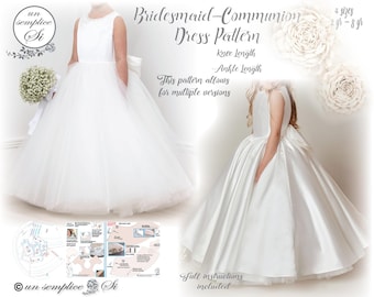 Bridesmaid Dress Pattern , Communion Dress Pattern ,Flower girl Dress Pattern,  Birthday Dress Pattern , Birthday Party Dress Sewing Pattern
