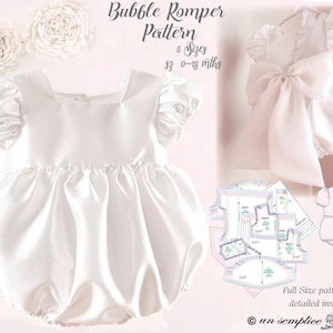 Bubble Romper Pattern , Baby Christening Romper , Baby Romper Pattern, Baptism Outfit Romper , Unisex Romper Pattern, Christening Romper