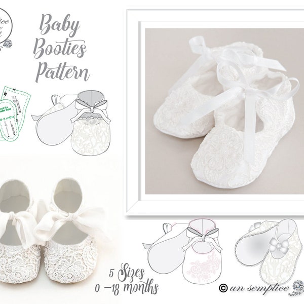 Baby Booties Pattern, Christening Shoes, High Cut Bootie Pattern, PDF Sewing Pattern, Booties PATTERN, Baby Shoes 5 Sizes PDF Sewing Pattern