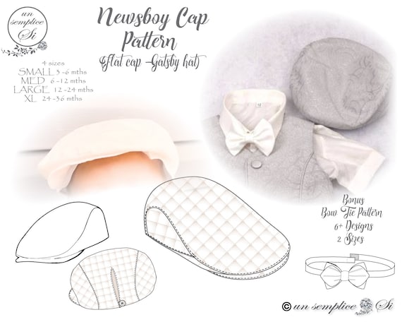 Flat Cap Pattern baby Newsboy Cap Pattern Baptism Boys Hat and Bow Tie Pattern Baby Cap Pattern Gatsby Cap baby Hat PDF Sewing Pattern Etsy