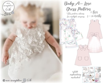 Party Dress Pattern , Christening Dress Pattern ,Baby Dress PDF  Pattern, First Birthday Dress Pattern , Birthday Party Dress Sewing Pattern