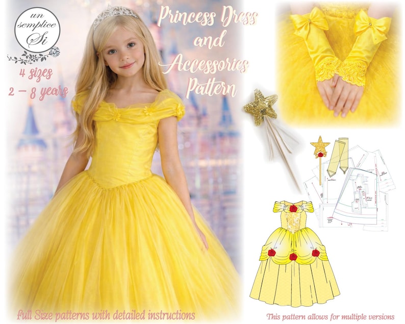 Belle Princess Dress Pattern PDF, Girls Ball Gown Sewing Pattern ...