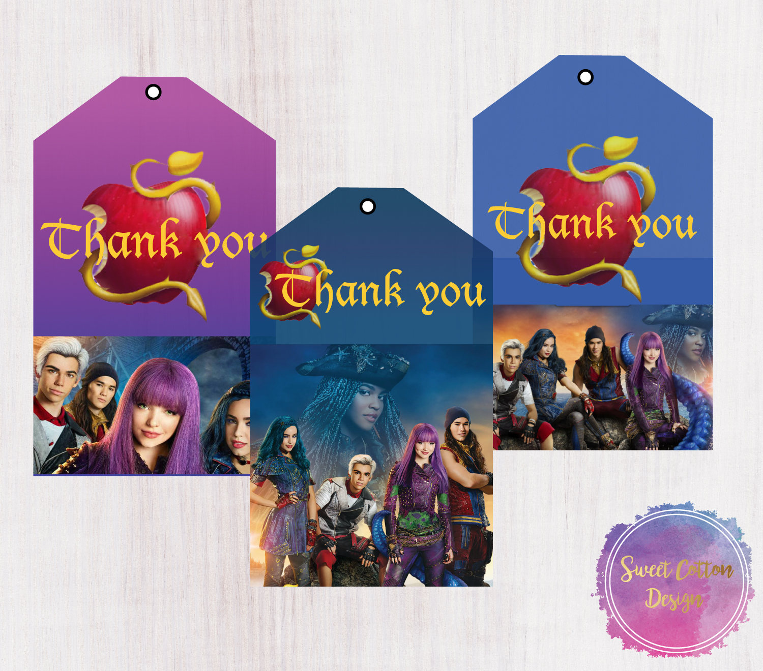 DISNEY DESCENDANTS UMA BIRTHDAY ROUND PARTY STICKERS LABELS FAVORS~VARIOUS SIZES