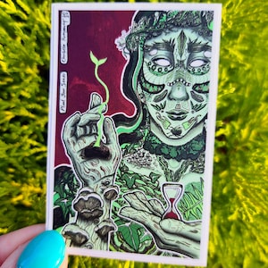 Plante suas sementes | Adesivo de vinil fosco, decalque da Deusa da Terra Botânica, arte da Mãe Natureza | BÔNUS: brinde grátis em cada pedido!