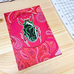 Cartão postal Beetle Boi | Cartão com arte impressa de insetos, arte de besouro violinista, impressão de vida selvagem australiana, impressão de amante da natureza | BRINDE com cada pedido!