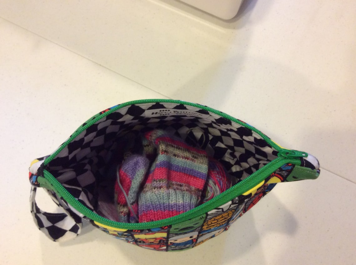 Knitting Project Bag Sock bag zippered wedge bag crochet Etsy