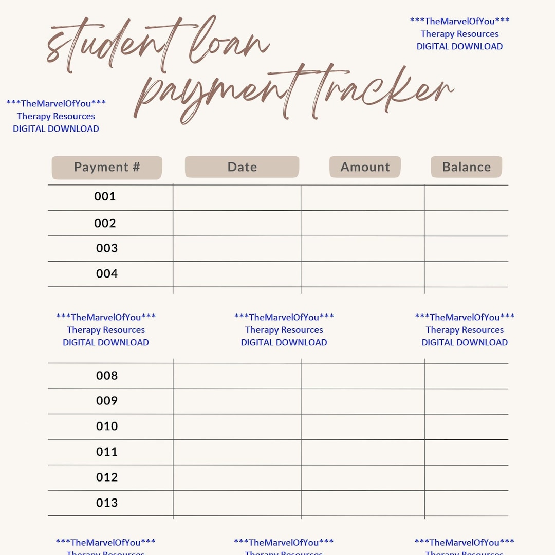 Student Loan Payoff Tracker Printable Student Loan Sink Pay Off The
