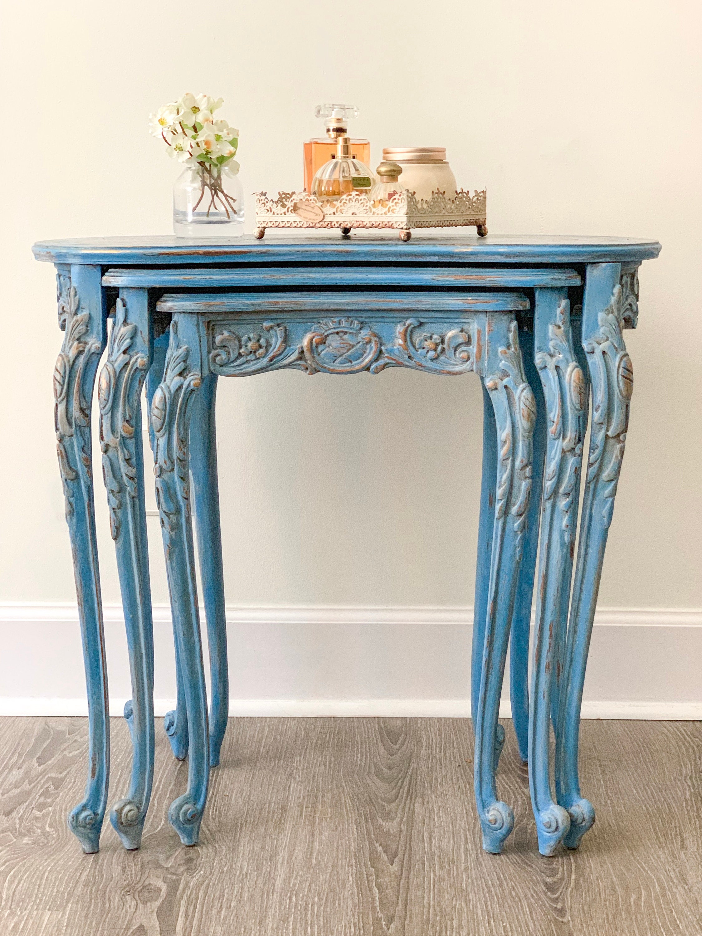 Vintage Nesting Tables French Display Tables Farmhouse Etsy