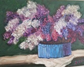 Lilacs in Blue Vase