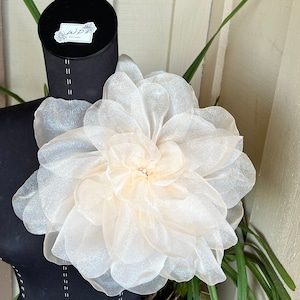 Light Peach Pin Fabric /Organza Pin Flower/ Brooch/ Handmade Wedding Accessory/ Party/Couture Statement Piece/Bridesmaid/ Oversized Flower