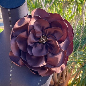 Dark Chocolate  Brown Pin Fabric /Satin Pin/ Flower/ Brooch/ Handmade Wedding Accessory/ Party/Birthday/Statement piece/ Oversized flower