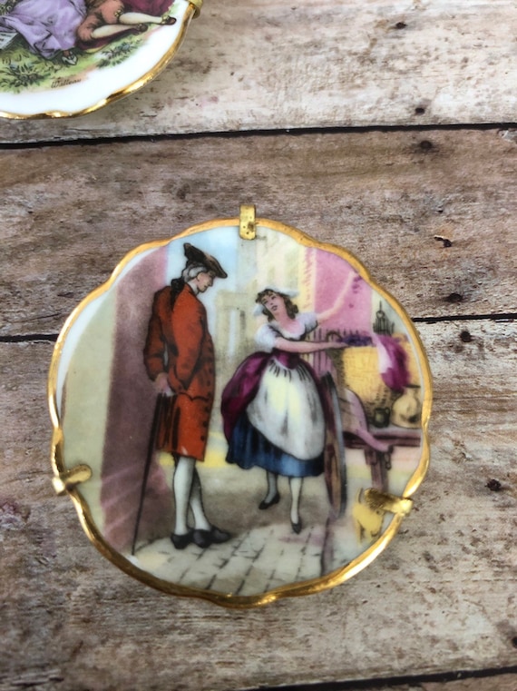 Signed Limoges Porcelain China brooch pins Made in Fr… Gem