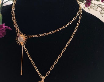 Smithsonian Museum for Avon, chain key necklace ,stick pin and earrings, demi parure set, gift for her