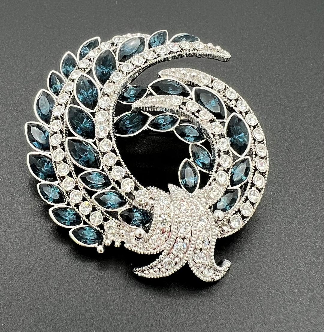 Boucle De Ceinture Carrée Cristaux Rhinestones Bleu Aqua – Métal Argenté – Occasion